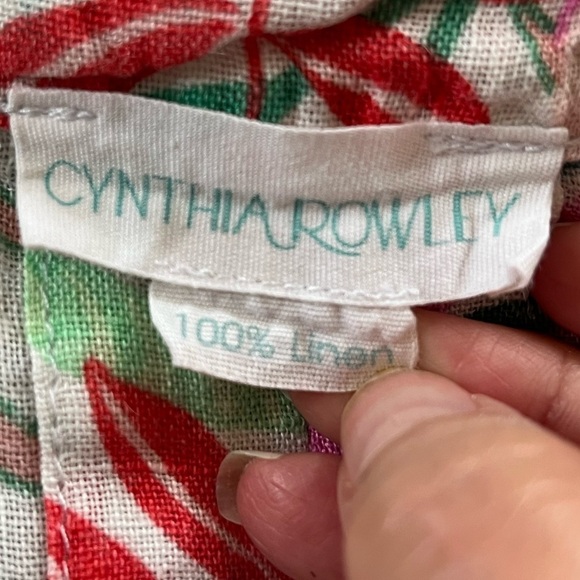 Cynthia Rowley 100% Linen Leaf Print Kimono Cover Up Oversized Pullover Medium - Picture 8 of 11